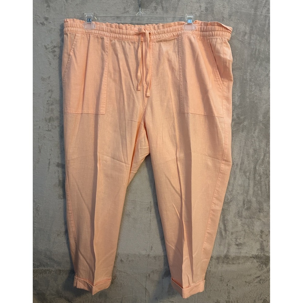 Old Navy Pants Womens‎ XL Linen Crop Elastic Waist Drawstring Pockets Spring